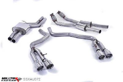 SSXAU372, Audi S/RS S6 4.0 TFSI C7 quattro 2012- Milltek, Cat-back system, Non-resonated (louder) with Polished tips Quad 100mm GT100 Polished, 2,76 inch, 70mm