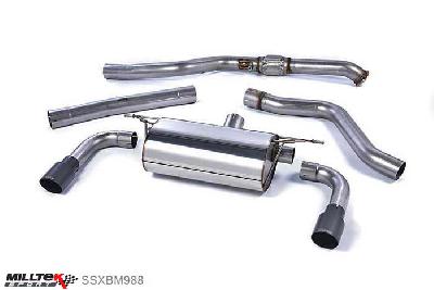 SSXBM988, BMW 2 Series F22 M235i Coupe 2014- Milltek, Cat-back system, Proposed E-Mark System. Cerakote Black Tips Twin 90mm GT90 Cerakote Black, 3 inch, 76,2mm