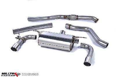 SSXBM989, BMW 2 Series F22 M235i Coupe 2014- Milltek, Cat-back system, Race system. Polished Tips Twin 90mm GT90 Polished, 3 inch, 76,2mm