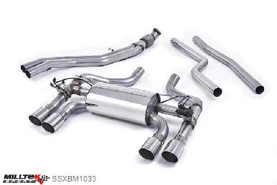 SSXBM1033, BMW 2 Series F87 M2 Coupe 2016- Milltek, Cat-back system, Hollowtek Twin Valved system with Polished GT-90 Trims - EC Approval Coming Soon. Quad 90mm GT90 Polished, N/A inch, N/Amm