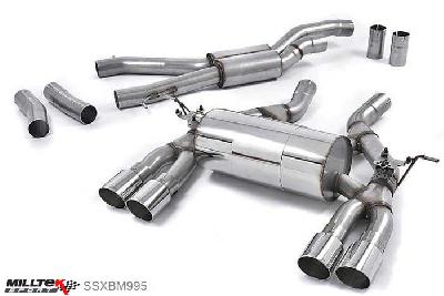 SSXBM995, BMW 3 Series F80 M3 Saloon 2014- Milltek, Cat-back system, Race system. Polished Tips Quad 90mm GT90 Polished, 2,76 inch, 70mm