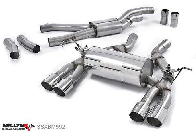 SSXBM992, BMW 4 Series F82 M4 Coupe 2014- Milltek, Cat-back system, EC-Approved. Polished Tips Quad 90mm GT90 Polished, 2,76 inch, 70mm