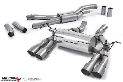 SSXBM994, BMW 4 Series F82 M4 Coupe 2014- Milltek, Cat-back system, EC-Approved. Titanium Tips Quad 90mm GT90 Titanium, 2,76 inch, 70mm