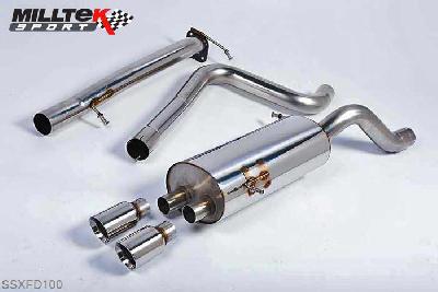 SSXFD100, Ford Fiesta ST 1.6 litre EcoBoost 182PS and ST200 2012- Milltek, Cat-back system, Race system. Non-resonated (louder) with Polished Tips Twin 80mm GT80 Polished, 2,75 inch, 69,85mm