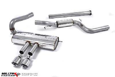SSXFD122, Ford Focus Mk3 ST 2.0-litre EcoBoost Estate / Sedan / Limosine 2012- Milltek, Cat-back system, Semi-resonated (non-resonated front with resonated centre silencer). Polished Tips Dual GT100 Polished, 3 inch, 76,2mm