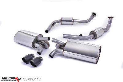 SSXPO117, Porsche Boxster S 3.4 987 Gen2 2009-2013 Milltek, Cat-back system, Reesonated (quieter). Ceramic Black Tips Twin 90mm Special, 2,25 inch, 57,15mm