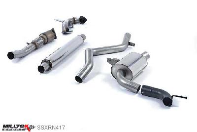 SSXRN417, Renault Megane Renaultsport 250 and 265 (including Cup) 2010- Milltek, Turbo-back system including Hi-Flow Sports Cat, Resonated (quieter). Requires a Stage 2 ECU remap , 3 inch, 76,2mm