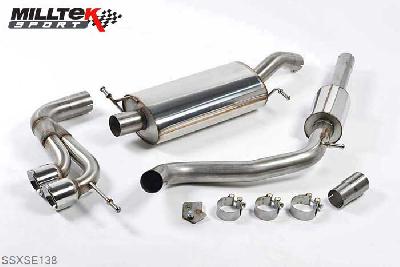 SSXSE138, Seat Ibiza Cupra / Bocanegra 1.4 TSI 180PS 2010-2015 Milltek, Cat-back system,  Twin 80mm GT80 Polished, 2,5 inch, 63,5mm