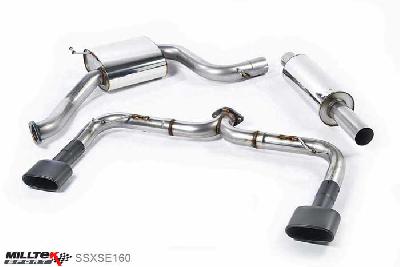 SSXSE160, Seat Leon Cupra 280 and 290 2.0 TSI (280 and 290PS) 2014- Milltek, Cat-back system, Louder. Black Oval Tips 152x76mm Oval, 3 inch, 76,2mm