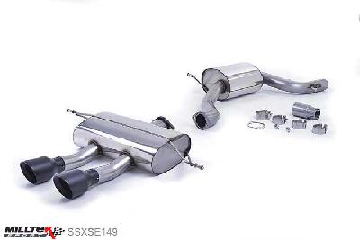 SSXSE149, Seat Leon Cupra R 2.0 TSI 265PS 2010-2012 Milltek, Cat-back system, Resonated (quieter). Requires SEAT Sport rear valance if fitting to non-Cupra R model (VAG part number: 1P0 071 061 A) Dual GT100 Polished, 3 inch, 76,2mm
