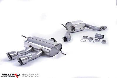 SSXSE150, Seat Leon Cupra R 2.0 TSI 265PS 2010-2012 Milltek, Cat-back system, Resonated (quieter). Requires SEAT Sport rear valance if fitting to non-Cupra R model (VAG part number: 1P0 071 061 A) Dual GT100 Polished, 3 inch, 76,2mm