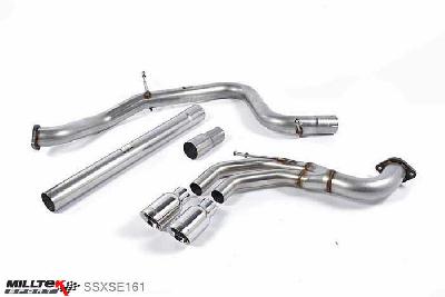 SSXSE161, Seat Leon FR 2.0 TDI 184PS SC and 5-door (manual and DSG-auto) 2013- Milltek, Cat-back system, Non-resonated (louder). Polished Tips Twin 80mm GT80 Polished, 3 inch, 76,2mm