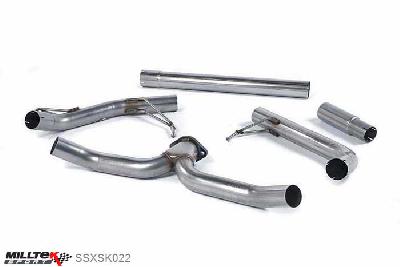SSXSK022, Skoda Octavia vRS 2.0 TDI 184PS Hatch and Estate (manual and DSG-auto) 2013- Milltek, Cat-back system, Dual-outlet. Requires right-hand outlet and tip (part # 5E0253682E) and right-hand rear silencer hanging bracket with rubber mount (part # 5Q0253144N) from your local Skoda dealer , 2,76 inch, 70mm