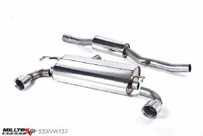 SSXVW137, VW Golf Mk4 R32 3.2 V6 4WD 2002-2005 Milltek, Cat-back system, Resonated (quieter) 100mm GT100 Polished, 2,5 inch, 63,5mm