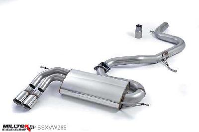 SSXVW265, VW Golf Mk5 GTi 2.0T FSI 2004-2009 Milltek, Cat-back system, Non-resonated (louder) with smaller-volume rear silencer. Twin 80mm Jet, 2,75 inch, 69,85mm