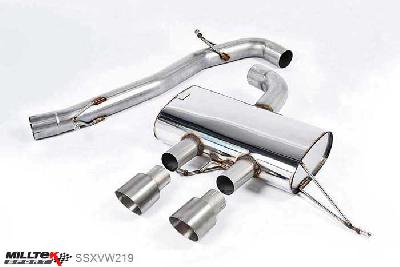 SSXVW219, VW Golf Mk6 R 2.0 TSI 270PS 2009-2013 Milltek, Cat-back system, 3-inch Race System. Non-resonated (louder). Dual 100mm GT100 Polished, 3 inch, 76,2mm