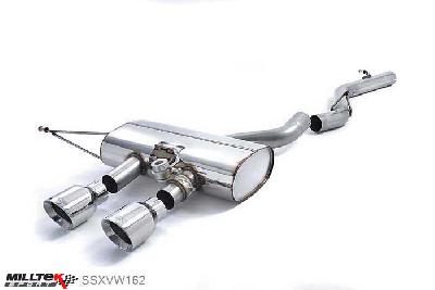 SSXVW162, VW Golf Mk6 R 2.0 TSI 270PS 2009-2013 Milltek, Cat-back system, Non-resonated (louder). Polished Trims Dual GT100 Polished, 2,75 inch, 69,85mm