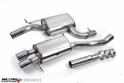SSXVW312, VW Passat CC 1.8 TSI 2008-2012 Milltek, Cat-back system,  Twin 80mm GT80 Polished, 2,75 inch, 69,85mm