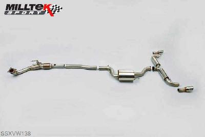 SSXVW138, VW Scirocco R 2009- Milltek, Turbo-back system including Hi-Flow Sports Cat, 3-inch. Requires a Stage 2 ECU remap Dual 100mm GT100 Polished, 3 inch, 76,2mm