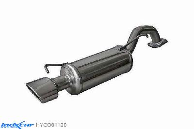 IX HYCO01120, Hyundai Coupe (GK) TIBURON 1.6 16V (105PK) / 2.0 16V (138PK), -2004, Inoxcar Rear silencer 1X120X80mm Stainless steel, With E.E.C. homologation
