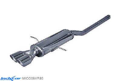 IX MICO09XR80, Mini Mini (R56) 1.6 J.COOPER WORKS (211PK) 2009-2012, (Type R56), Inoxcar Rear silencer CEN 2X80mm X-RACE Stainless steel, With E.E.C. homologation