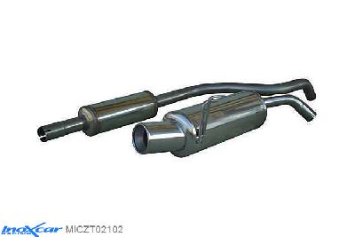 IX MICZT02102, Mitsubishi Colt (Z3B) CZT 1.5 TURBO (150PK) 2005-, Inoxcar Central pipe with silencer + Rear silencer 1X102mm Stainless steel, With E.E.C. homologation