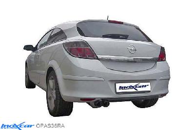 IX OPAS36RA, Opel Astra H 1.6 16V TURBO (180PK) 2007-, Inoxcar Rear silencer 2X70mm RACING Stainless steel, With E.E.C. homologation