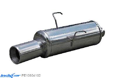 IX PE10604102, Peugeot 106 1.1 (60PK) 1996-2000, Inoxcar Rear silencer 1X102mm Stainless steel, With E.E.C. homologation