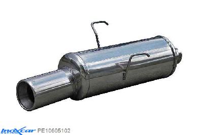 IX PE10605102, Peugeot 106 1.4 (75PK) 1996-2003, Inoxcar Rear silencer 1X102mm Stainless steel, With E.E.C. homologation
