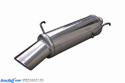 IX PE20602120, Peugeot 206 1.4 (75PK) -2000, Inoxcar Rear silencer 1X120X80mm Stainless steel, With E.E.C. homologation
