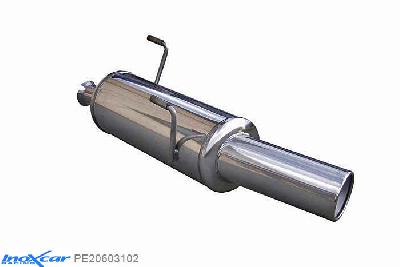 IX PE20603102, Peugeot 206 1.6 (88PK) -2000, Inoxcar Rear silencer 1X102mm Stainless steel, With E.E.C. homologation