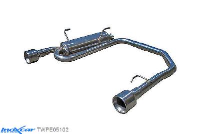 IX TWPE05102, Peugeot 206 1.6 16V XS (110PK) 2001-2006, Inoxcar Rear Rear silencerencer left / right 1X102mm Stainless steel, With E.E.C. homologation