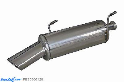 IX PE20606120, Peugeot 206 1.6 16V XS (110PK) 2001-2006, Inoxcar Rear silencer 1X120X80mm Stainless steel, With E.E.C. homologation