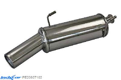 IX PE20607102, Peugeot 206 2.0 16V GTI (136PK) 1999-2004, Inoxcar Rear silencer 1X102mm Stainless steel, With E.E.C. homologation