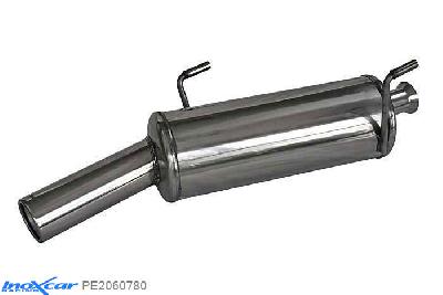 IX PE2060780, Peugeot 206 2.0 16V GTI (136PK) 1999-2004, Inoxcar Rear silencer 1X80mm Stainless steel, With E.E.C. homologation