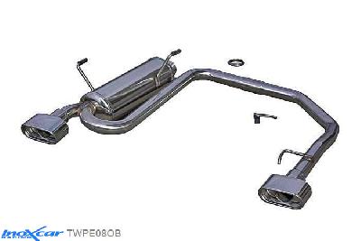IX TWPE08OB, Peugeot 206 CC 1.6 16V (109PK) 2001-, Inoxcar Rear Rear silencerencer left / right 1XFlat Oval Stainless steel, With E.E.C. homologation