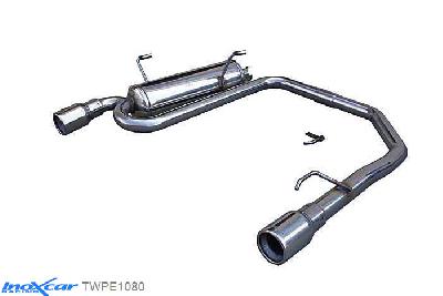 IX TWPE1080, Peugeot 206 CC 1.6 HDI (110PK) 2005-, Inoxcar Rear Rear silencerencer left / right 1X80mm Stainless steel, With E.E.C. homologation