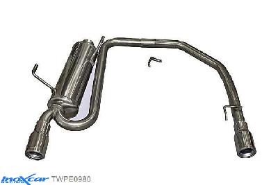 IX TWPE0980, Peugeot 206 CC 2.0 16V (136PK) 2001-2004, Inoxcar Rear Rear silencerencer left / right 1X80mm Stainless steel, With E.E.C. homologation