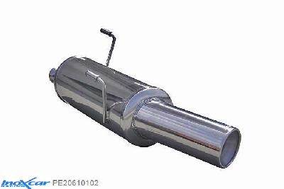 IX PE20610102, Peugeot 206 CC 2.0 16V (136PK) 2001-2004, Inoxcar Rear silencer 1X102mm Stainless steel, With E.E.C. homologation