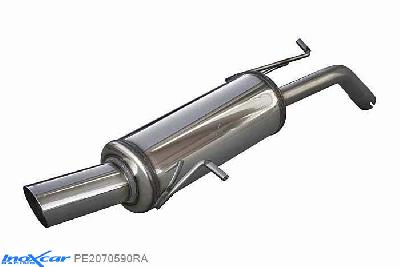 IX PE2070590RA, Peugeot 207 1.6 16V (120PK) 2007-, Inoxcar Rear silencer 1X90 RALLY Stainless steel, With E.E.C. homologation