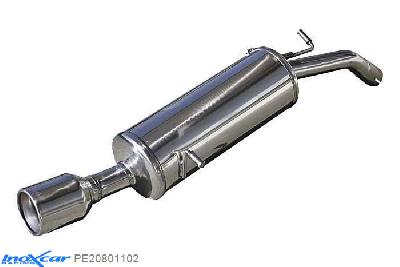 IX PE20801102, Peugeot 208 1.6 16V TURBO GTI (200PK) 2013-, Inoxcar Rear silencer 1X102mm Stainless steel, With E.E.C. homologation