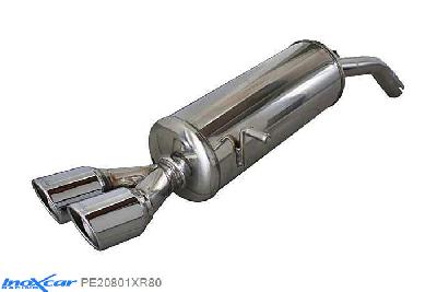 IX PE20801XR80, Peugeot 208 1.6 16V TURBO GTI (200PK) 2013-, Inoxcar Rear silencer 2X80mm X-RACE Stainless steel, With E.E.C. homologation