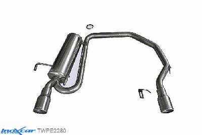 IX TWPE2280, Peugeot 306 2.0 HDI (90PK) / 1.9 TD (90PK) 1997-, Inoxcar Rear Rear silencerencer left / right 1X80mm Stainless steel, With E.E.C. homologation