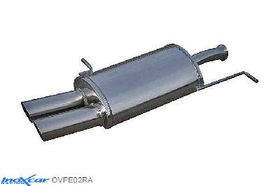 IX OVPE02RA, Peugeot 307 SW 2.0 16V (138PK) 2002-, Inoxcar Rear silencer 2X80mm RACING Stainless steel, With E.E.C. homologation