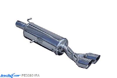 IX PE30801RA, Peugeot 308 1.6 THP GTI (200PK), 2011-2013, Diameter 65mm, Inoxcar Rear silencer 2X80mm RACING Stainless steel, With E.E.C. homologation