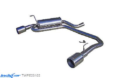 IX TWPE23102, Peugeot 406 1.8 (110PK) 1997-, Inoxcar Rear Rear silencerencer left / right 1X102mm Stainless steel, With E.E.C. homologation