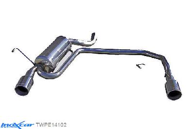 IX TWPE14102, Peugeot 406 2.0 COUPE (135PK) 1997-, Inoxcar Rear Rear silencerencer left / right 1X102mm Stainless steel, With E.E.C. homologation