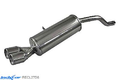 IX RECL27D8, Renault Clio III (R) 1.2 TURBO (100PK) 2009-  Diameter 40mm, Inoxcar Rear silencer 2X80mm Stainless steel, With E.E.C. homologation