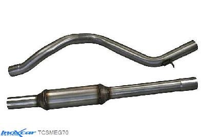 IX TCSMEG70, Renault Megane III (Z) 2.0 TURBO RS 250 (250PK) 2010- / 2.0 TURBO RS TROPHY (265PK) 2012-, Inoxcar Central pipe with silencer Stainless steel, Without E.E.C. homologation