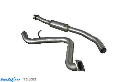 IX ITSU09S, Subaru Impreza (G3) 2.5T WRX STI 08MY (300PK) 2008-, Inoxcar Central pipe with silencer (60mm) Stainless steel, With E.E.C. homologation